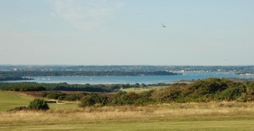 View of Purbeck golf club and Poole Harbour